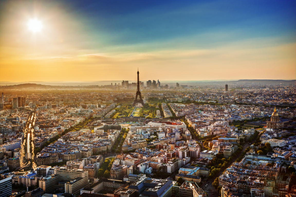 Paris, France at sunset. Aerial view on landmarks - UpFront Ottawa